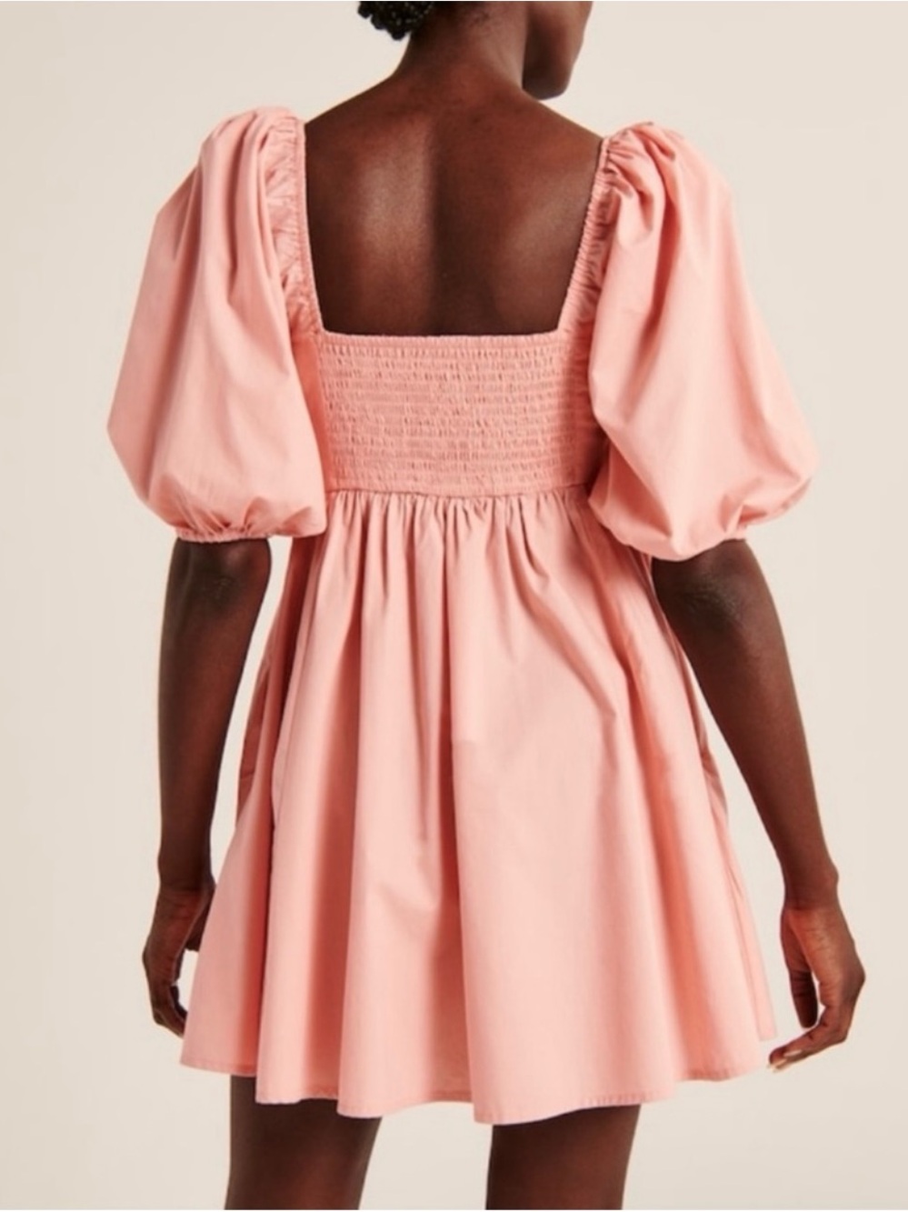 Abercrombie & Fitch Ruched Bodice Puff Sleeve Mini Dress Pink Size S - Picture 2 of 10
